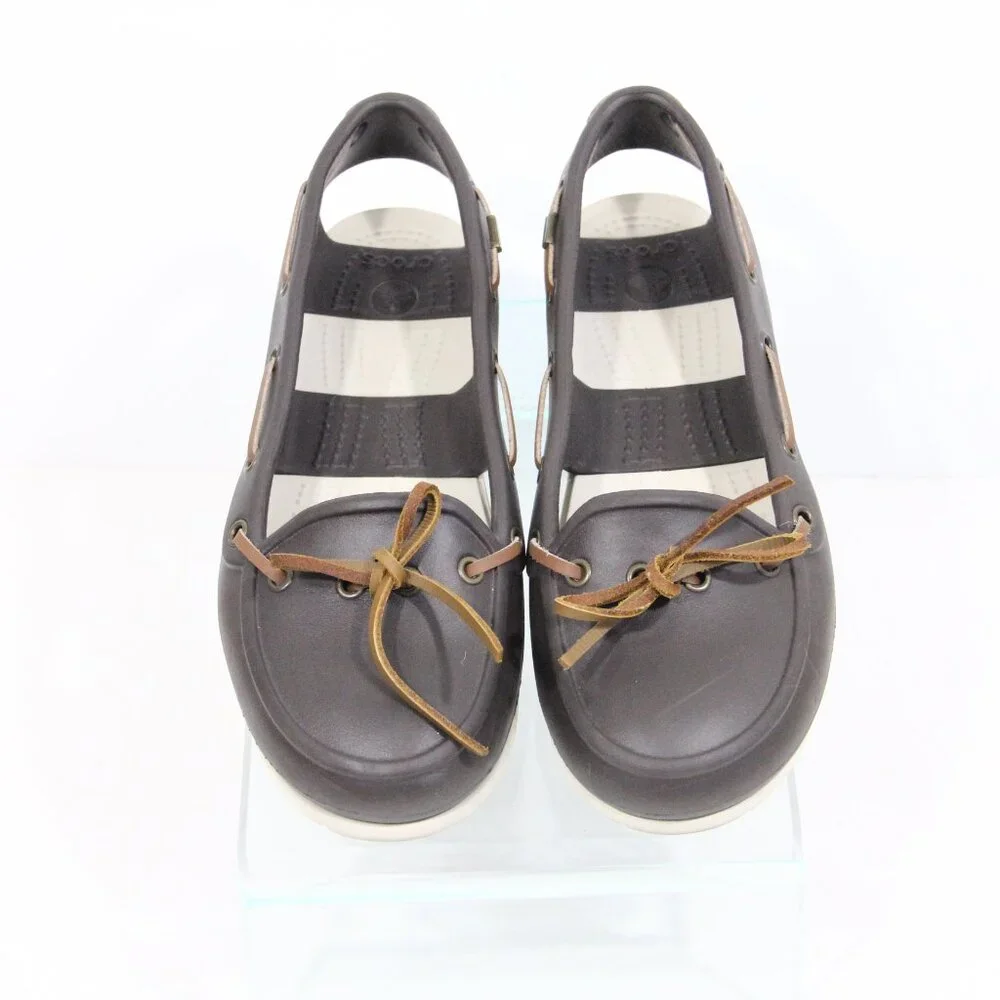 Crocs Beach Line Boat Shoes sz 7 Women Water Shoes Brown Moccasin